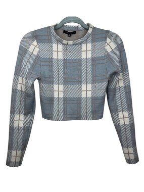 Love Tree Plaid Cropped Sweater